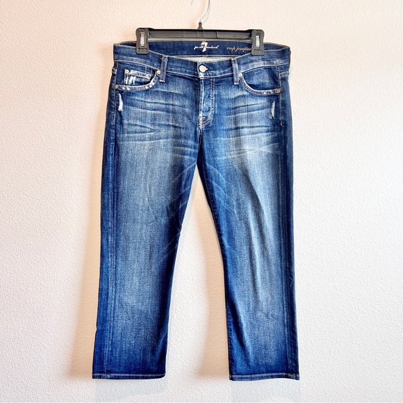 7 For All Mankind Josefina Crop Skinny Boyfriend Jeans Women’s 27 Distressed - Picture 1 of 9